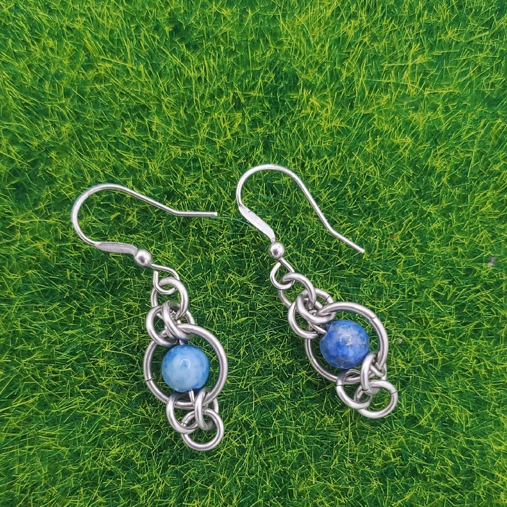 Blue Cerulean Drop Hook Earrings E1019